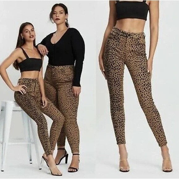 Good American Good Waist Leopard Print Skinny Jean | Size 33 Waist - Picture 1 of 9